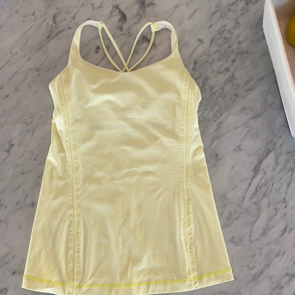 Lululemon Free to be tank in yellow and white stripe. Size 6